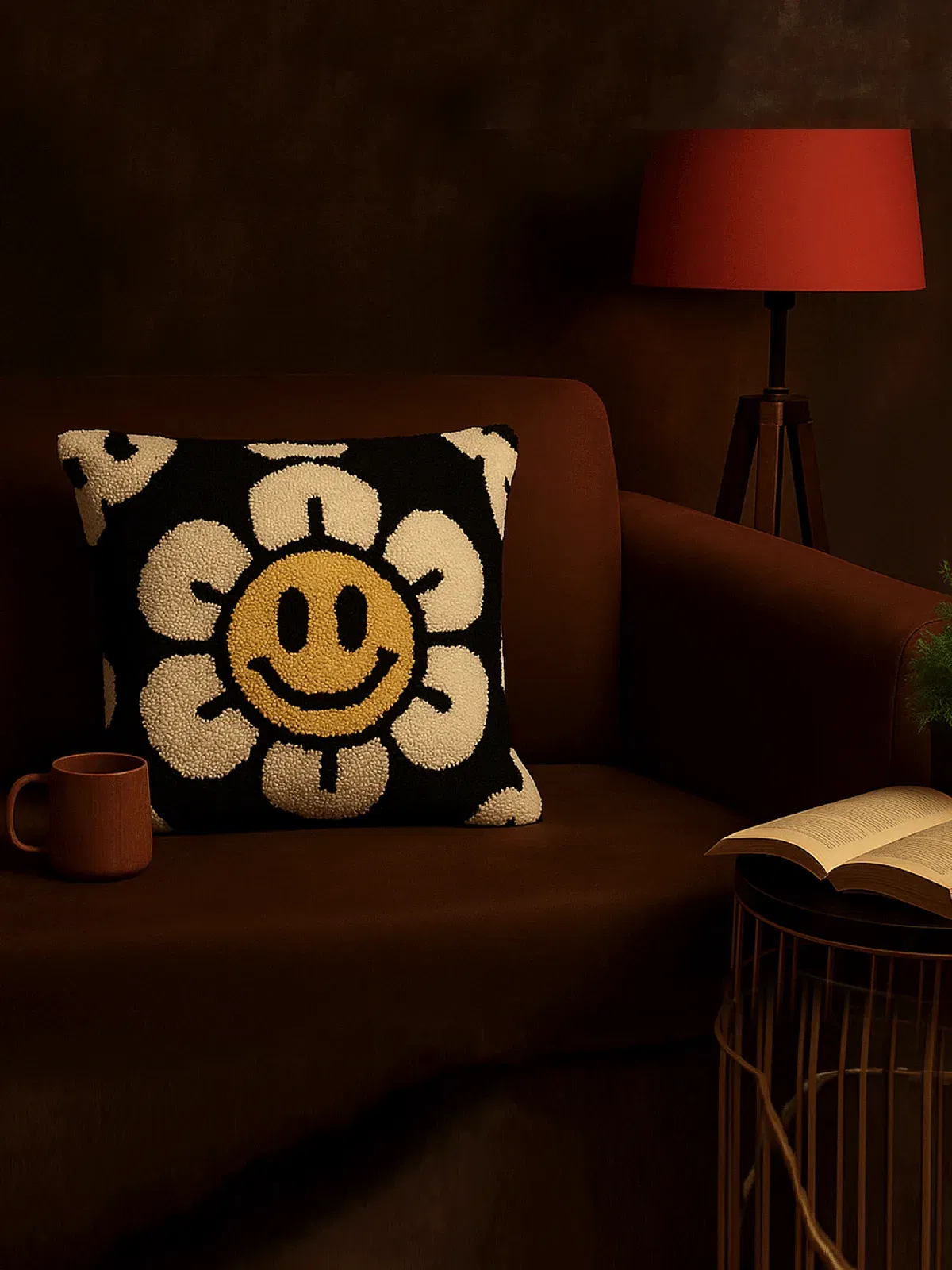 Black flower Cushion cover