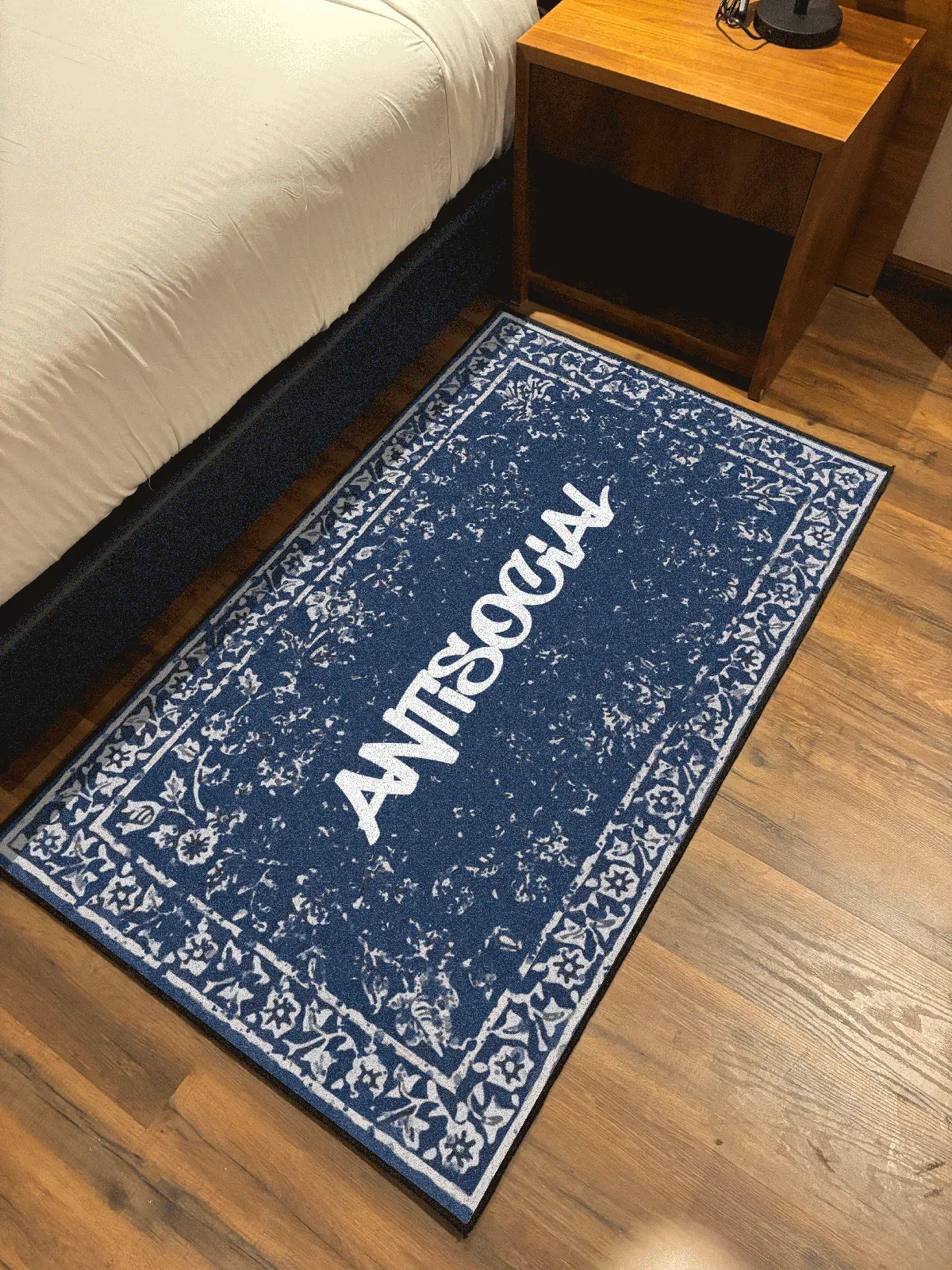 Anti Social Traditional design Washable Custom Rug