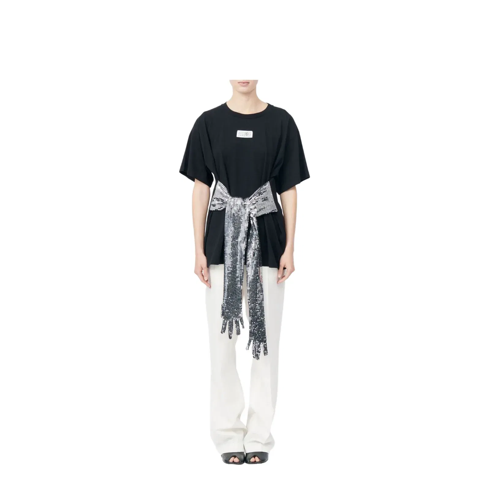 Black Cotton T-Shirt with Gloves