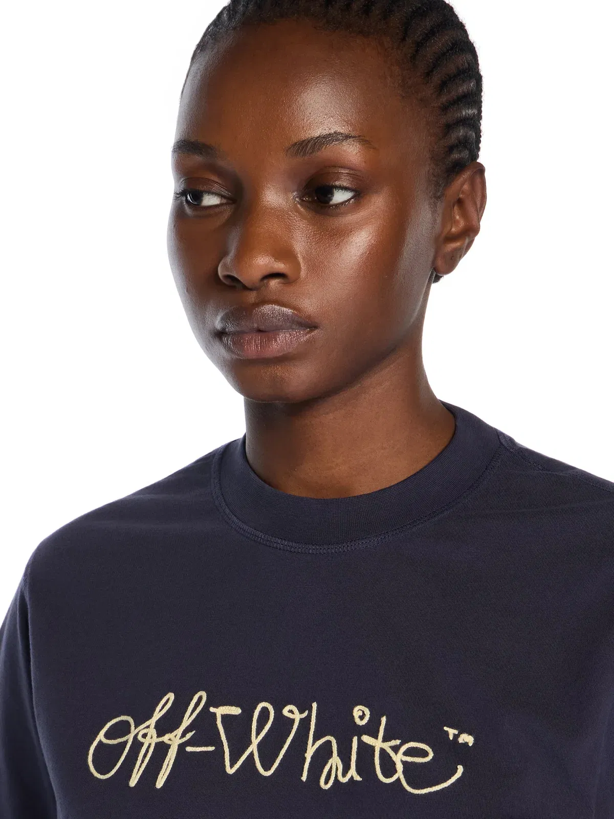 Off-White Embroidered Script Logo Crop Logo Tee