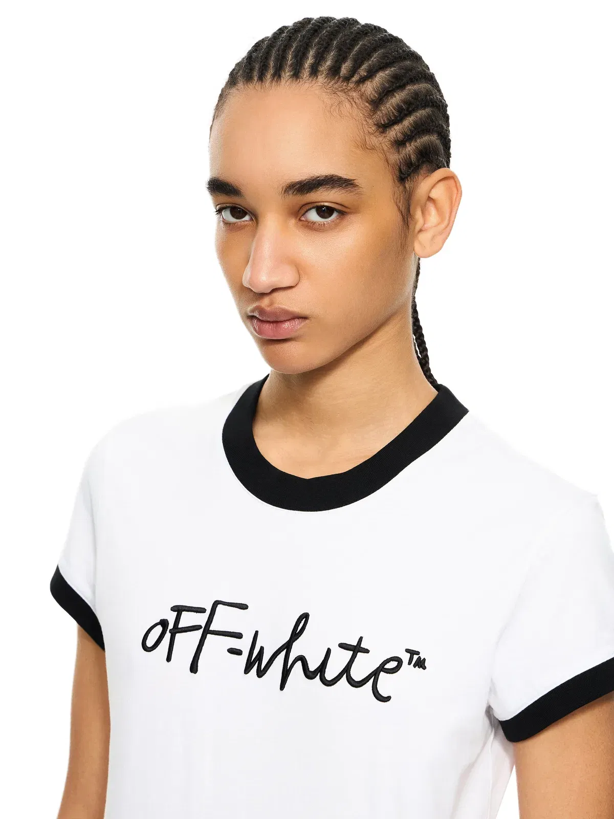 Off-White Embroidered Script Fitted Tshirt