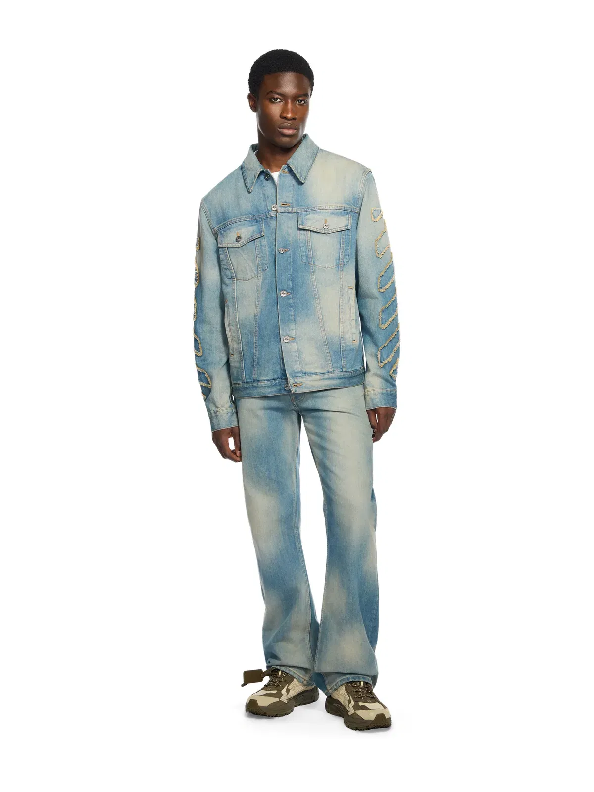 Off-White Diagonal Raw Patch Denim Jacket