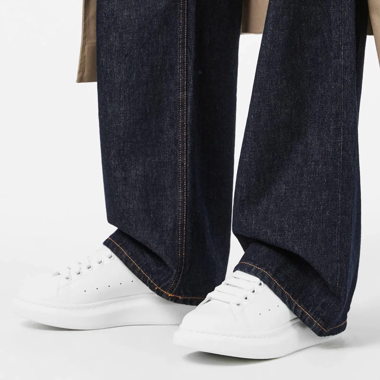 Logo Print Leather Oversized Trainers