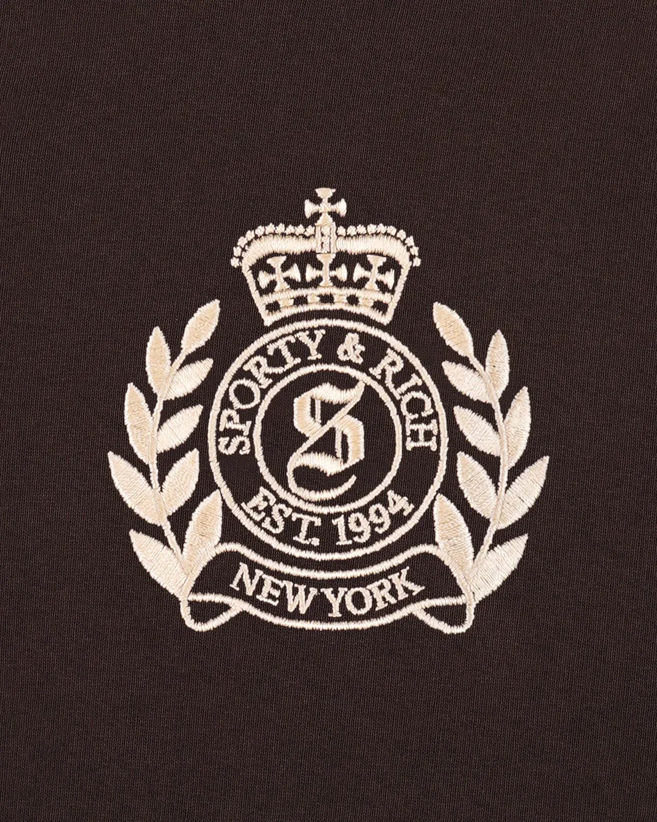 NY Crest Embroidered Wide Sweatpant - Chocolate