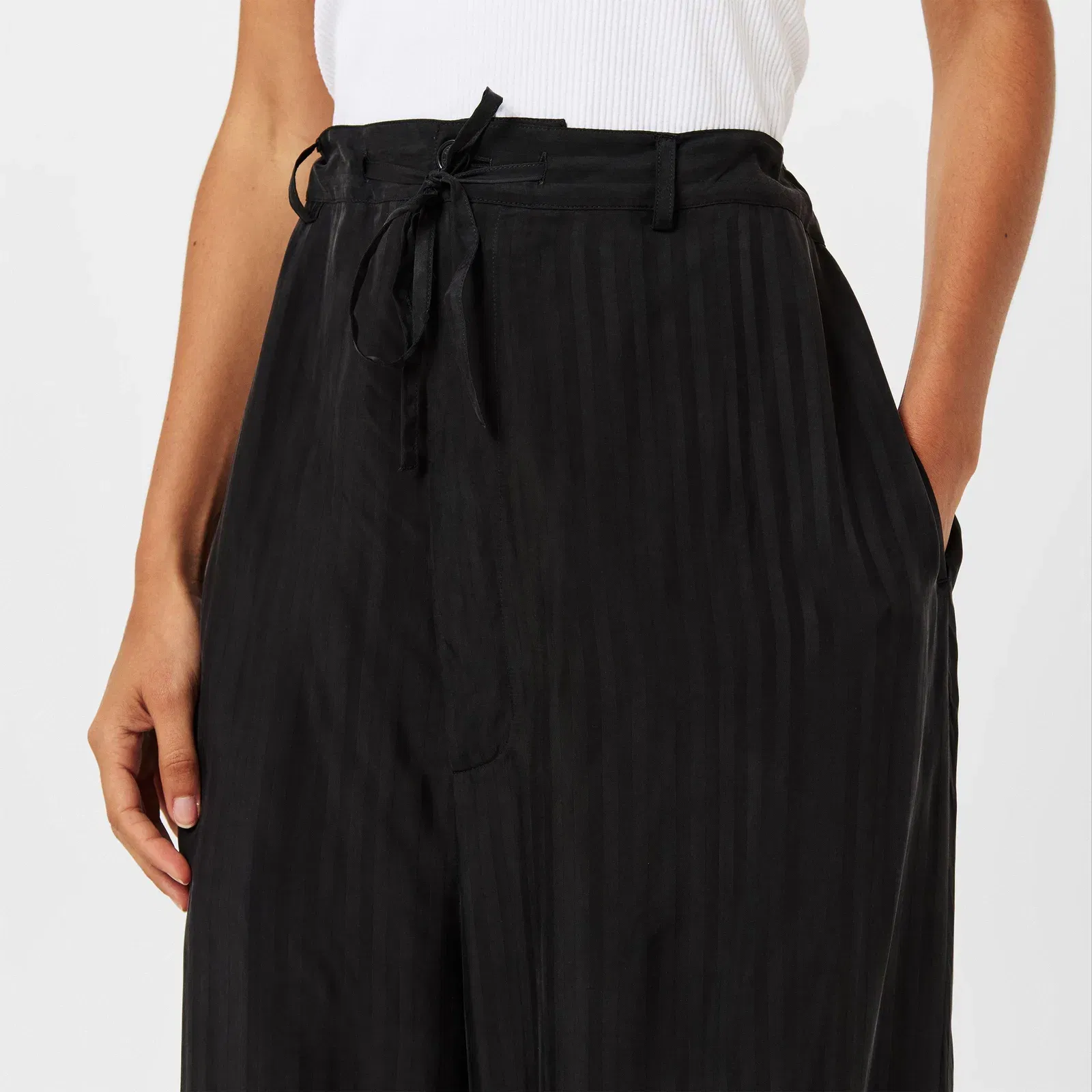 High-Rise Straight-Leg Front Pleat Tailored Trousers