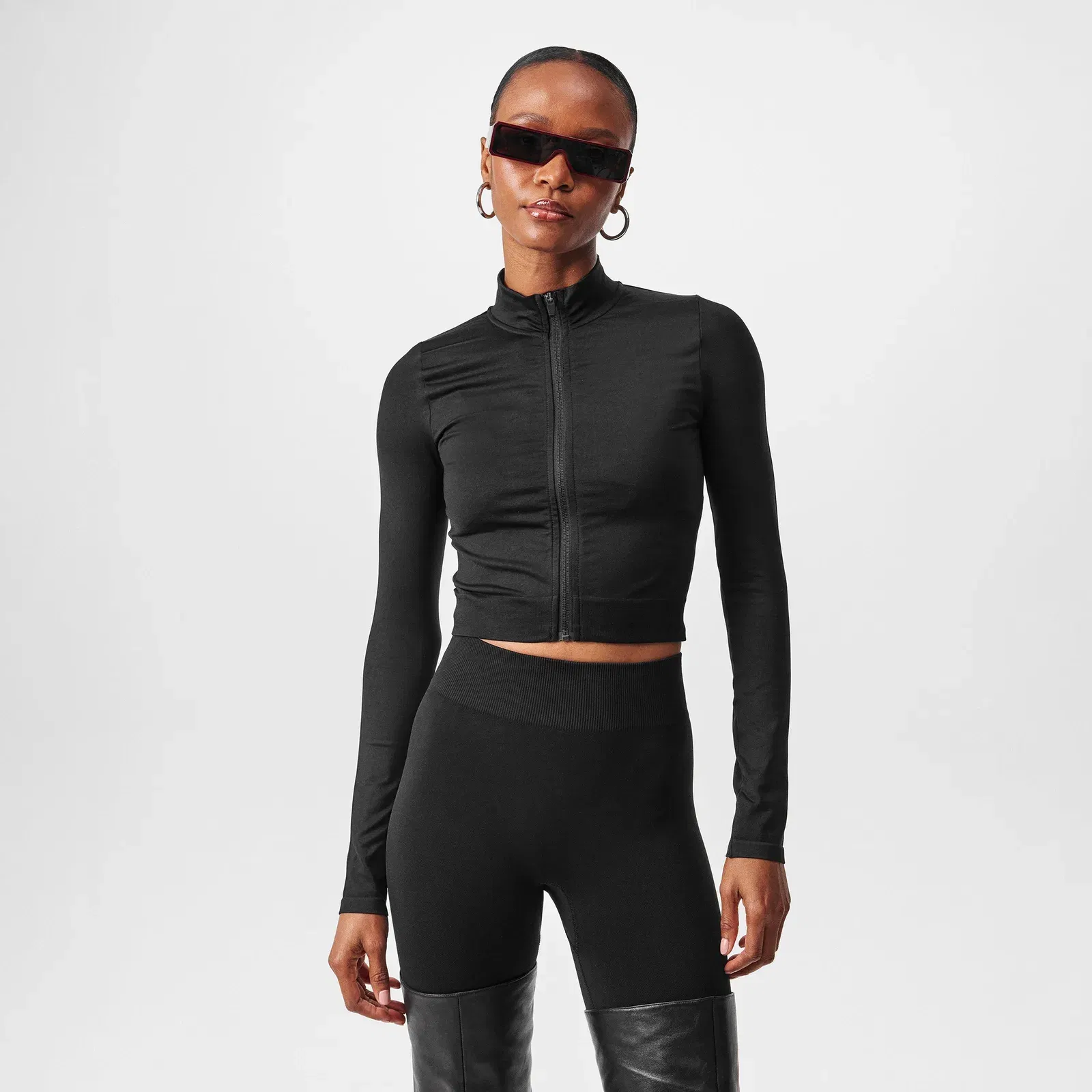 Seamless Zip Long Sleeve Full Zip Performance Running Jacket