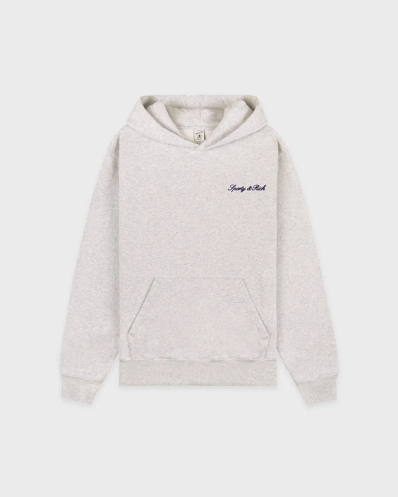 Signature Logo Embroidered Hoodie - Heather Gray/Navy