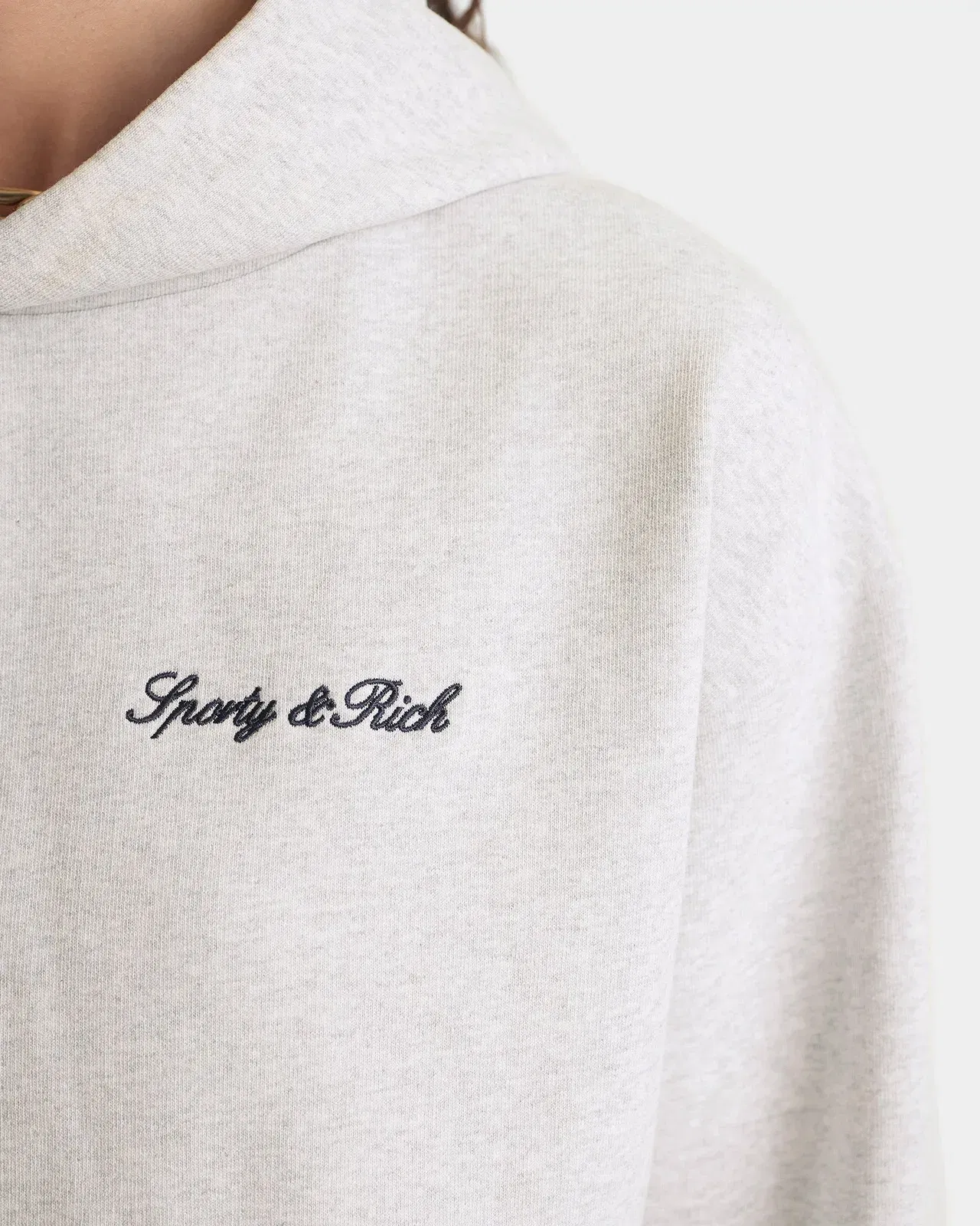 Signature Logo Embroidered Hoodie - Heather Gray/Navy