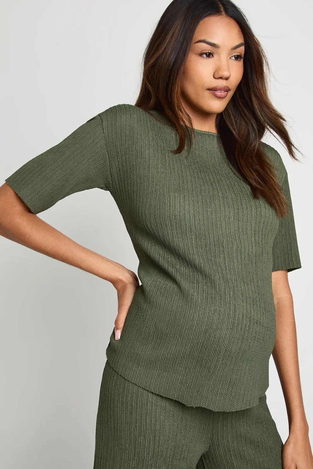 Maternity Textured Plisse T-Shirt