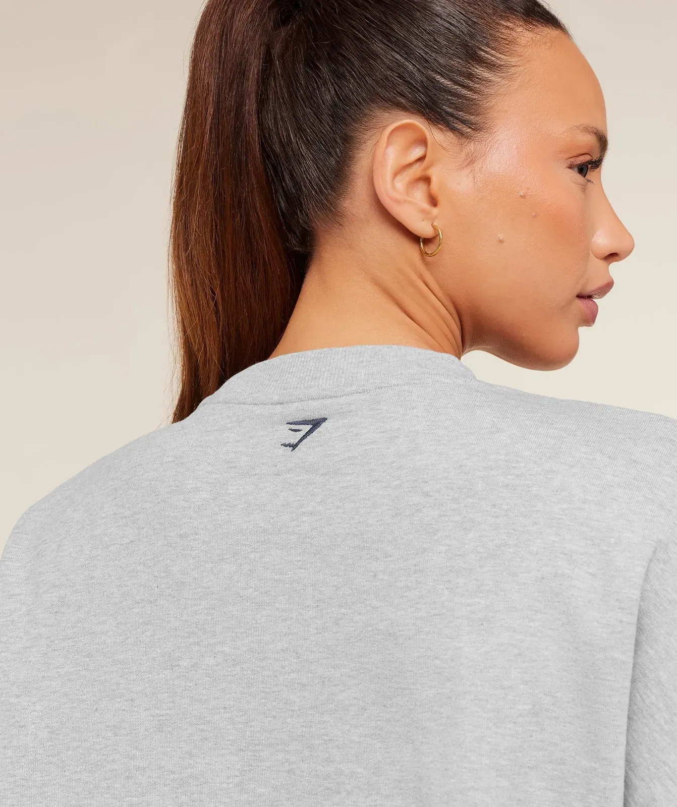 Gymshark Collegiate Graphic Crew Neck Pullover - Light Grey Core Marl