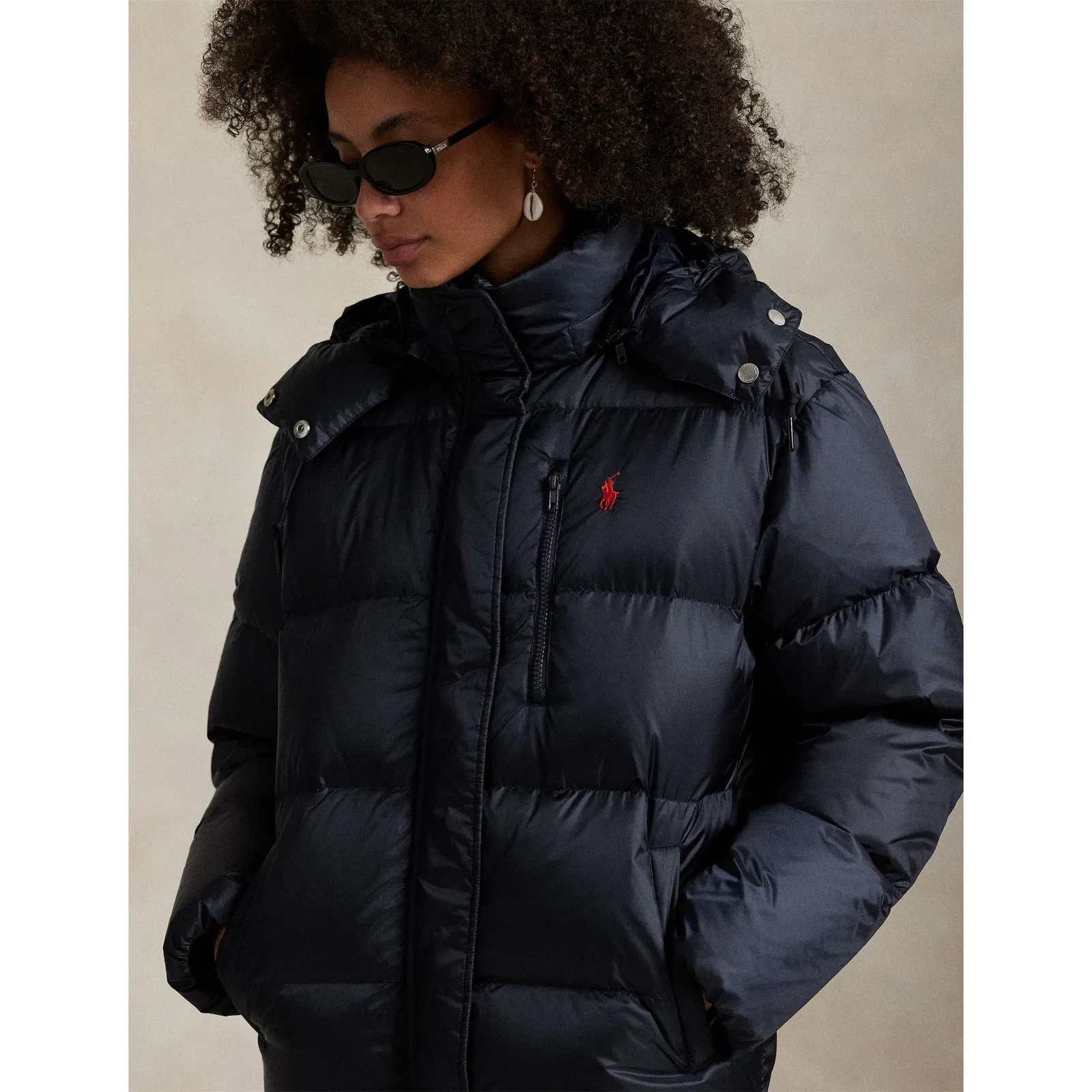 Carly Water-Repellent Quilted Duck Down Wind Resistant Detachable Hood Short Puffer Jacket