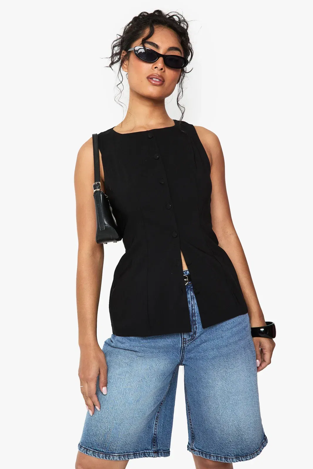 Bengaline Button Through Longline Waistcoat