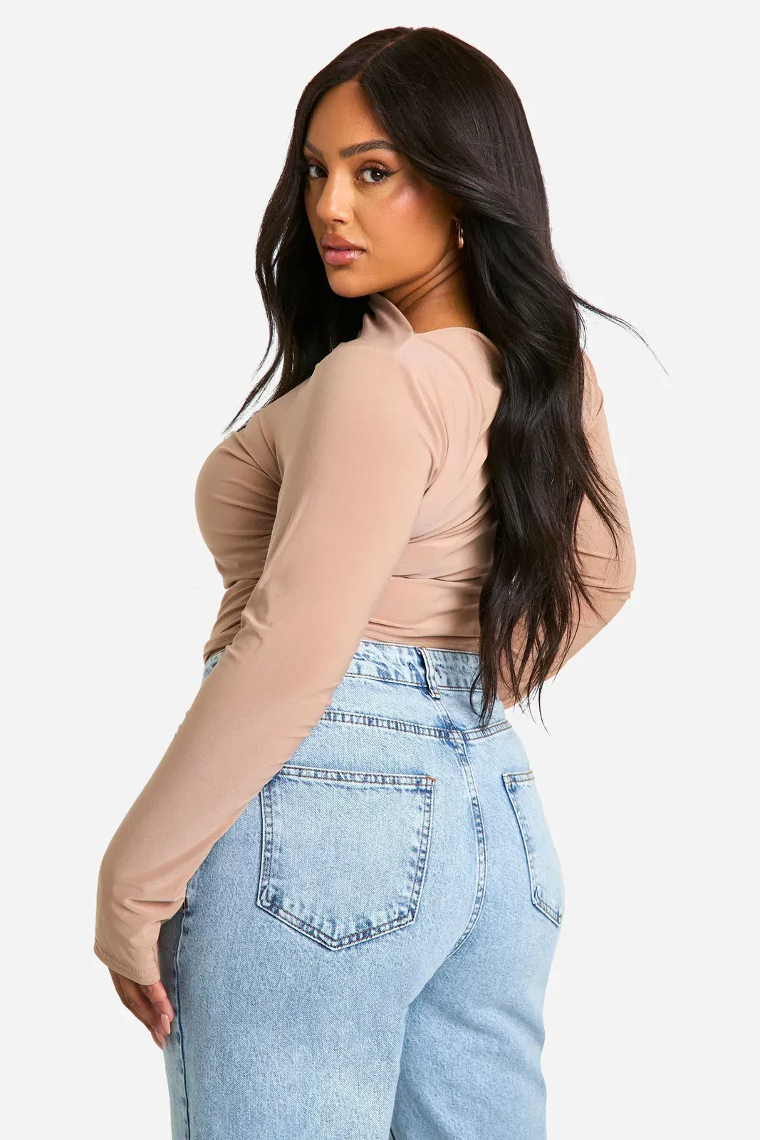Plus Ruched Side Seam Long Sleeve Top
