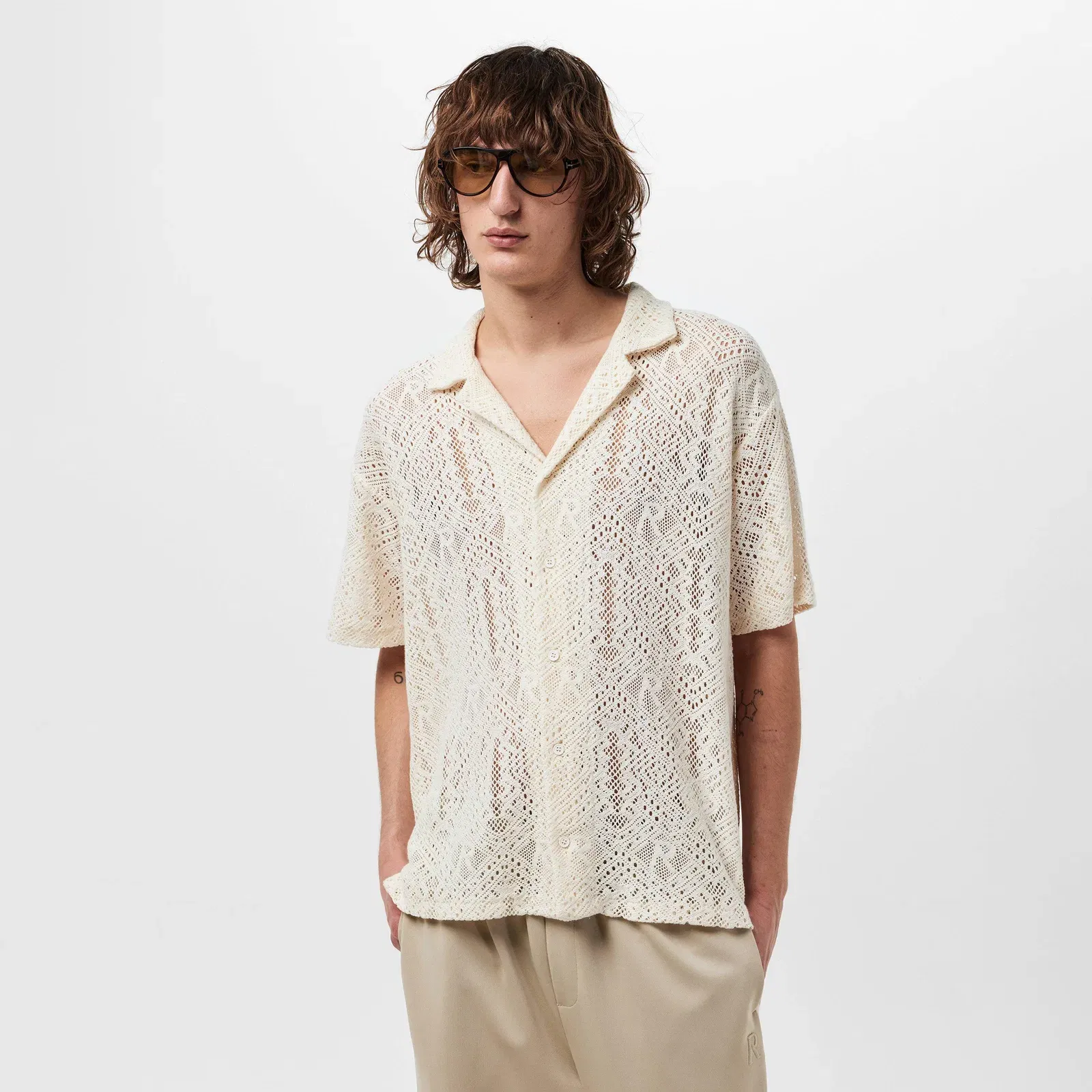 Rep All Over Crochet Cotton Short Sleeve Shirt