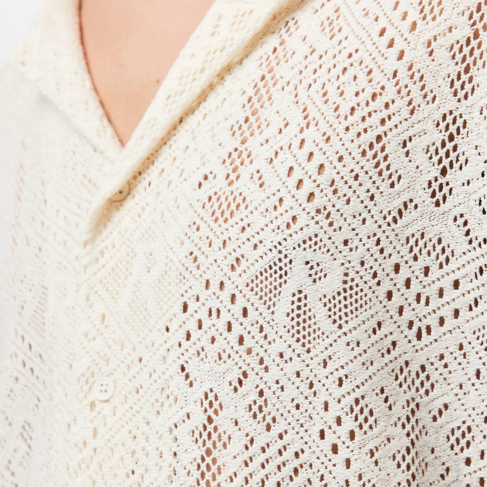 Rep All Over Crochet Cotton Short Sleeve Shirt