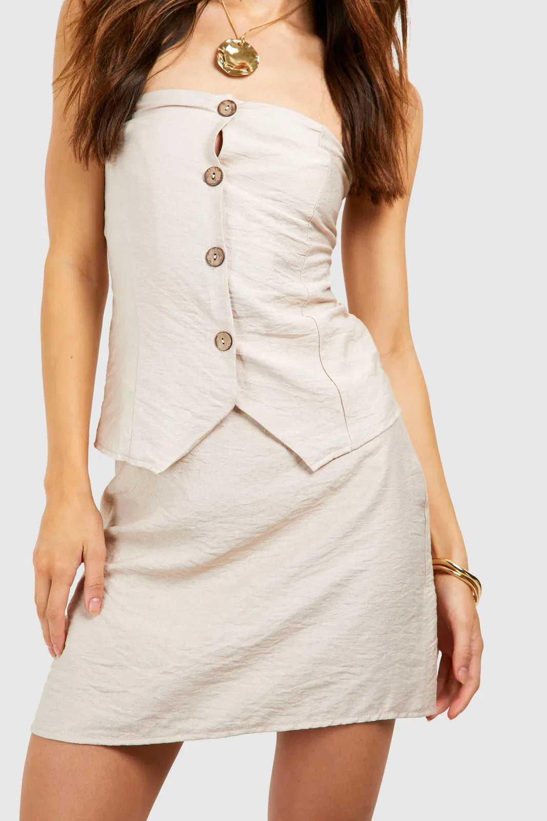 Tall Woven Textured Bandeau Waistcoat