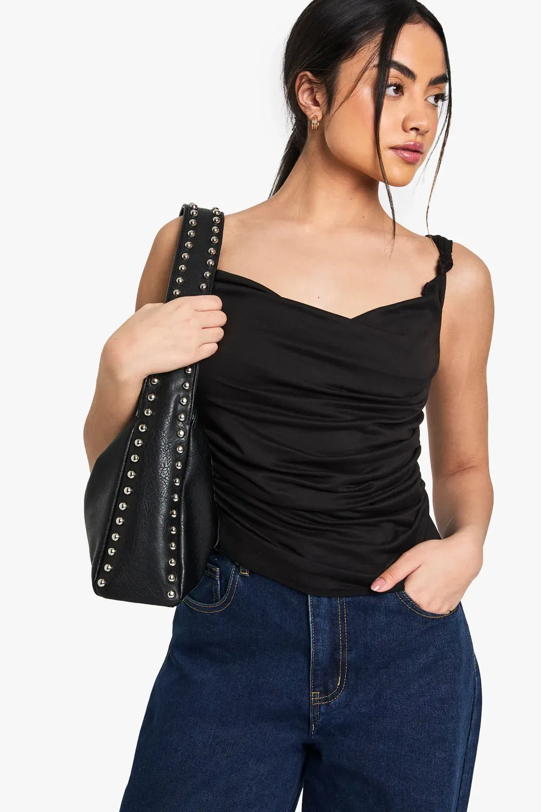 Super Soft Knot Detail Ruched Top