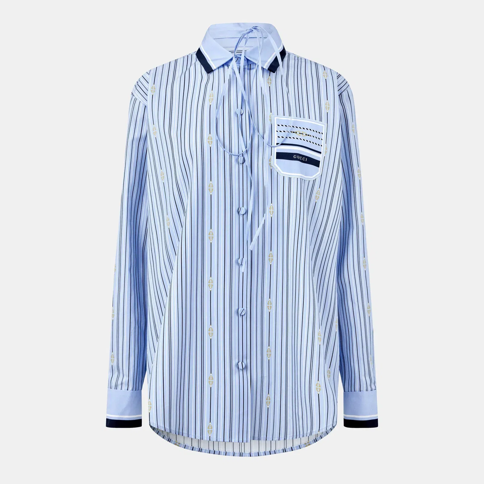 Horsebit Striped Cotton Shirt