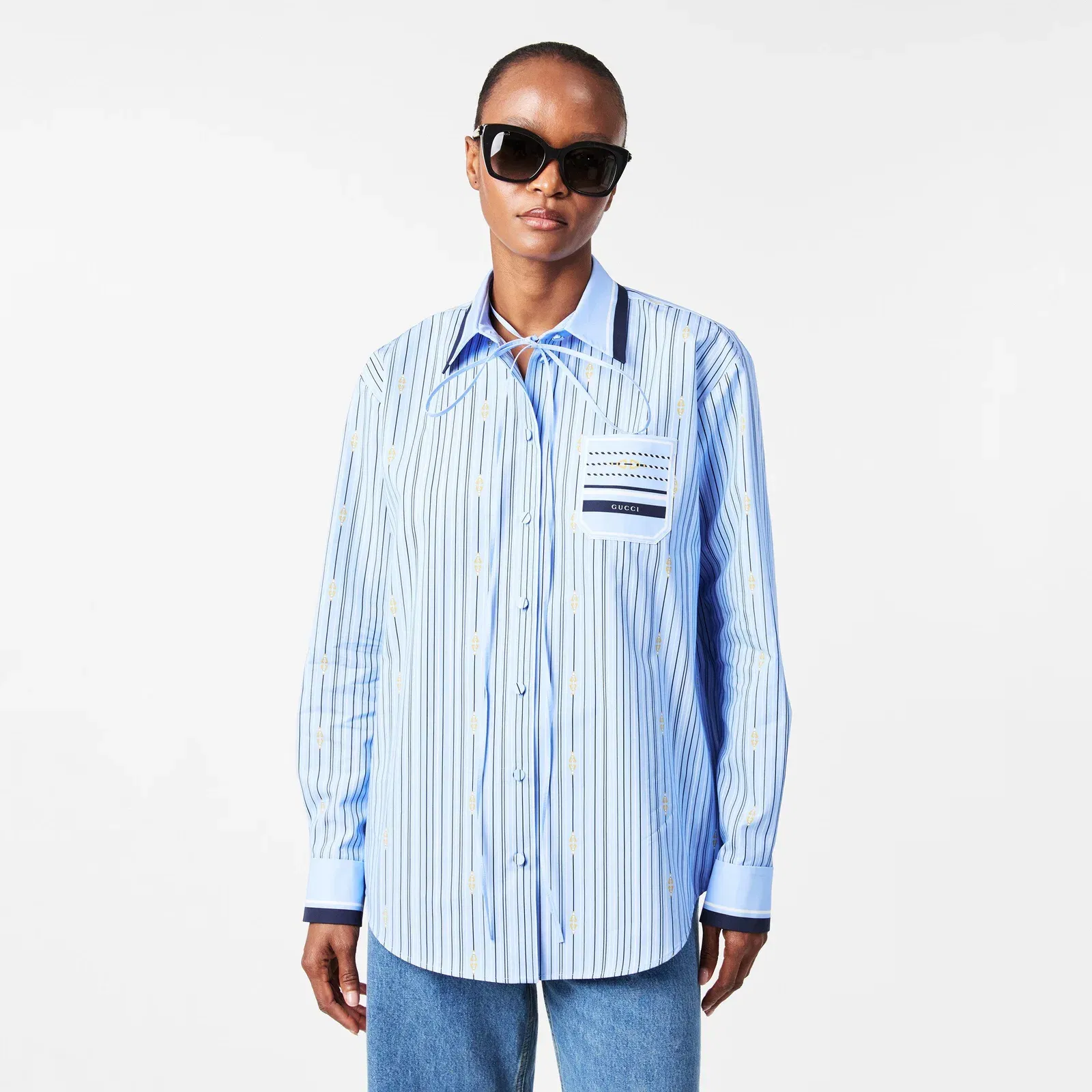 Horsebit Striped Cotton Shirt