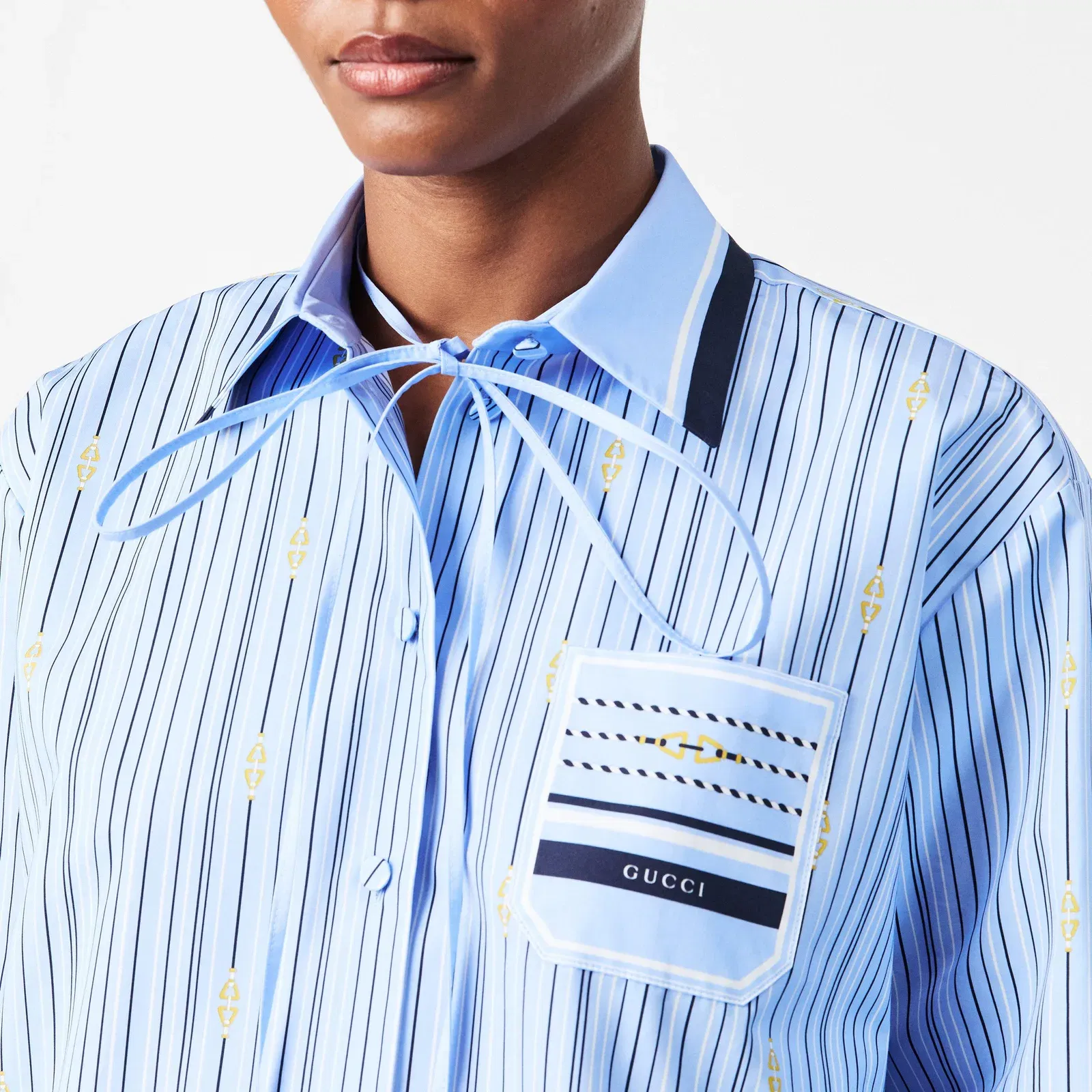 Horsebit Striped Cotton Shirt