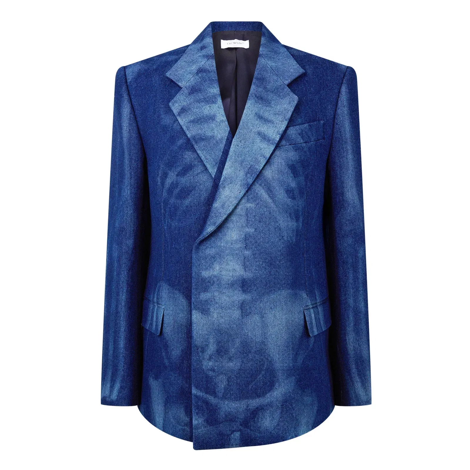 Body Scan Relax Skeleton Graphic Long Sleeve Double-Breasted Denim Jacket