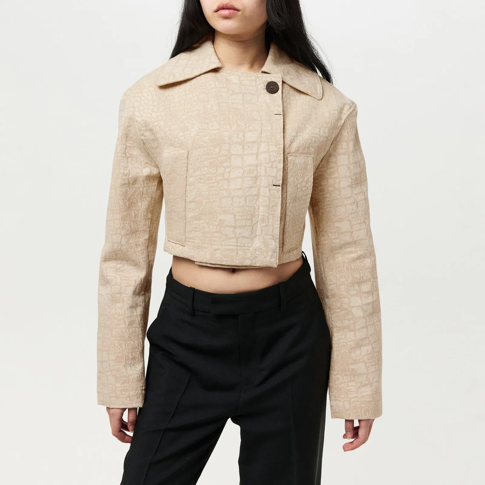 Marino De Nimes Cotton Cropped Long Sleeve Jacket