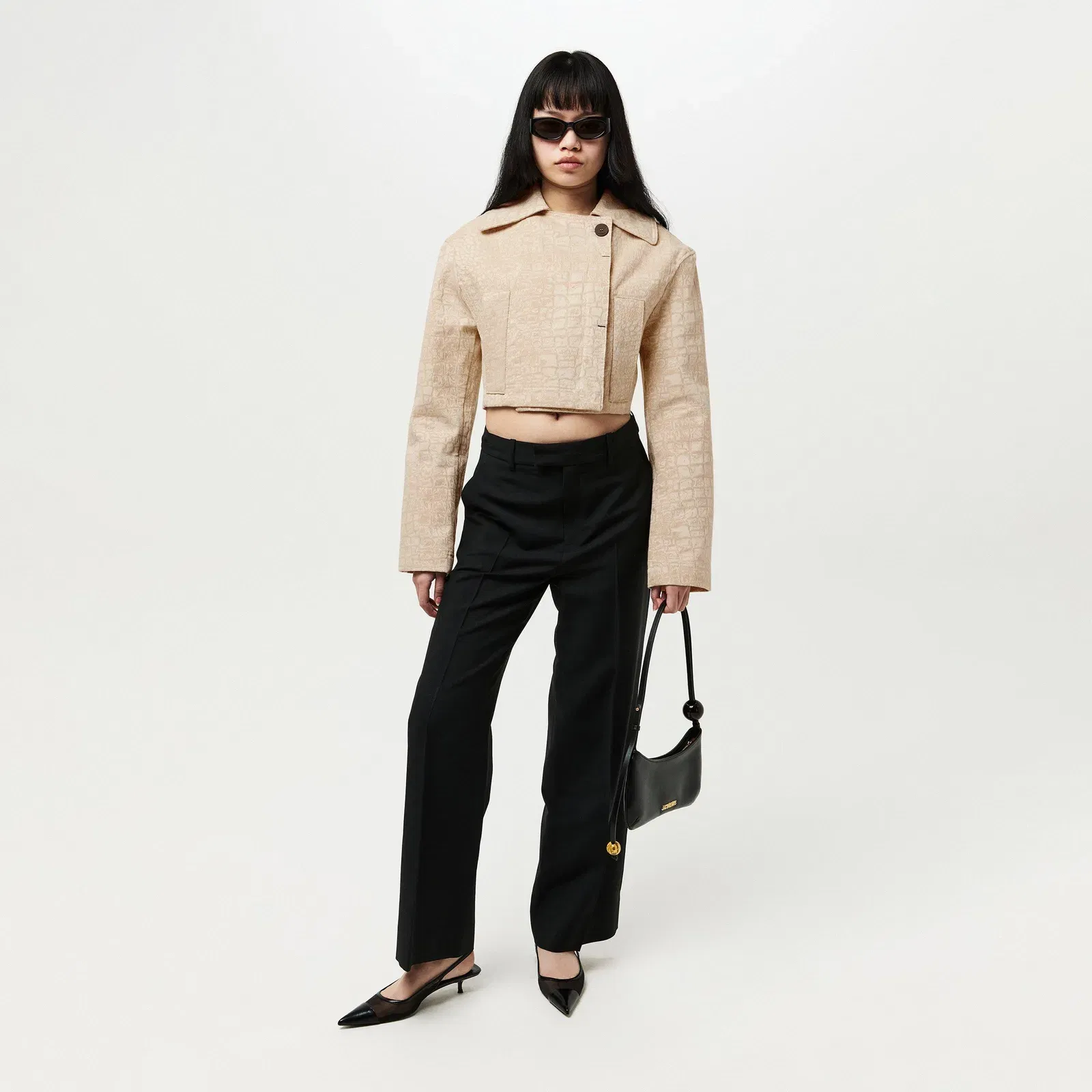 Marino De Nimes Cotton Cropped Long Sleeve Jacket