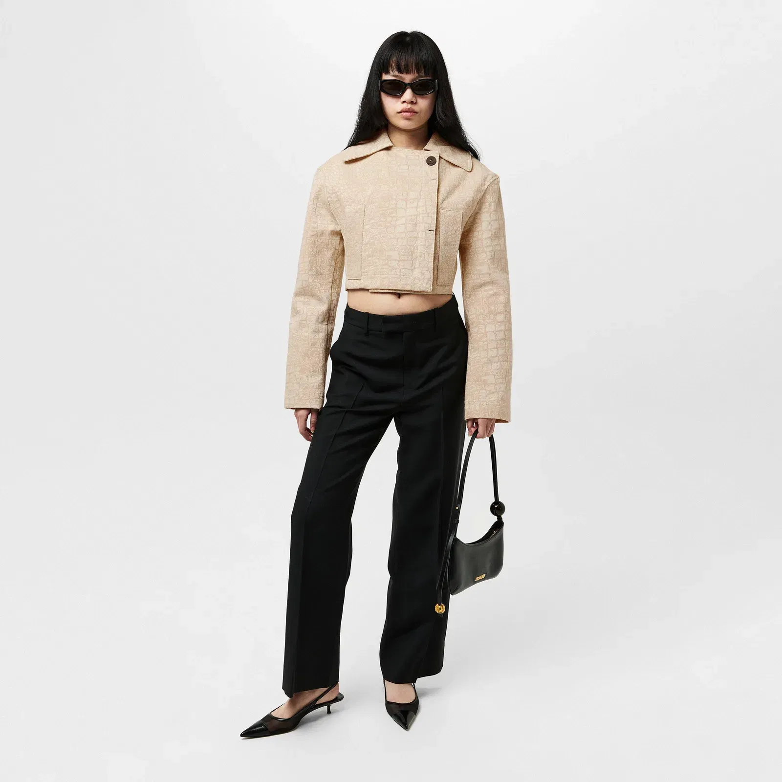 Marino De Nimes Cotton Cropped Long Sleeve Jacket