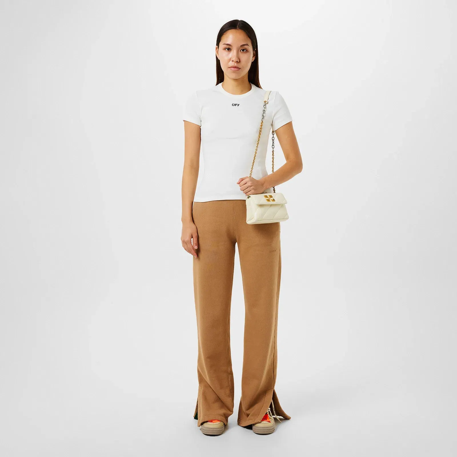 Diagonal Taper Open Hem Fleece Joggers
