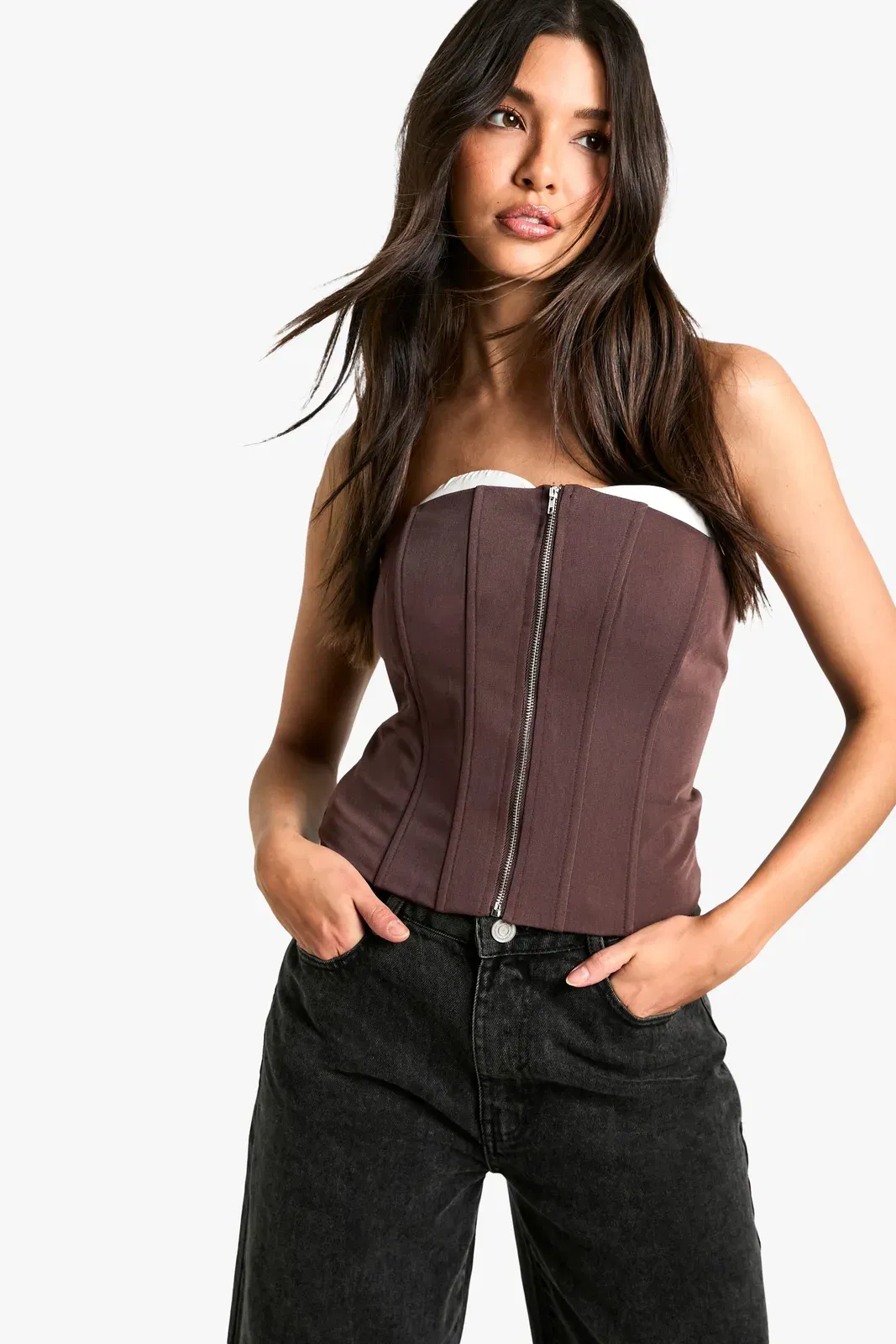 Zip Up Front Longline Corset