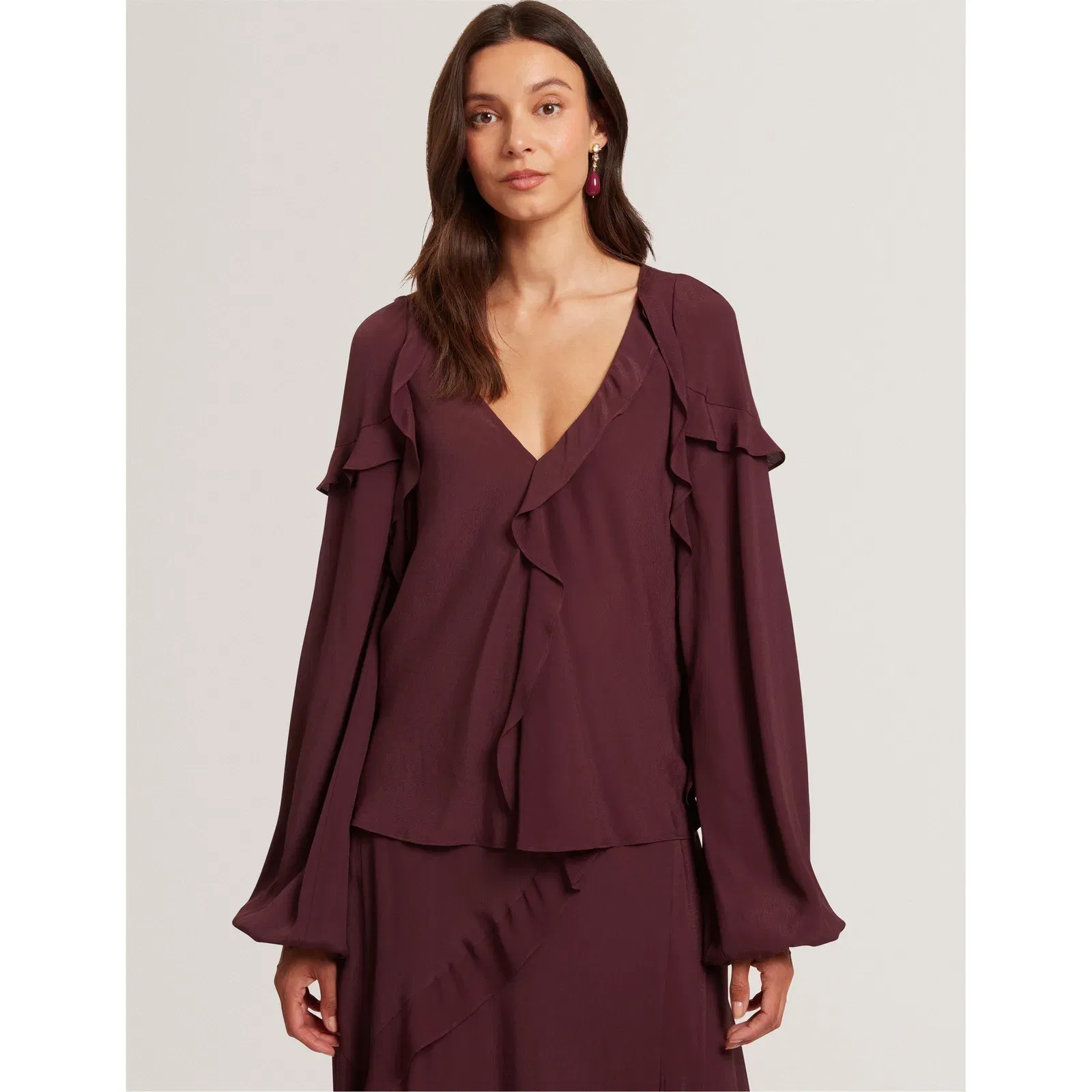 Long-Sleeve Frill Blouse