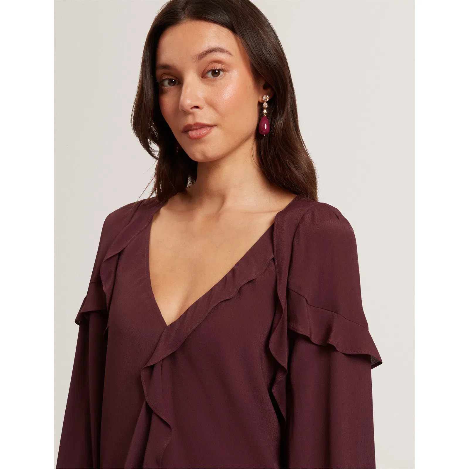 Long-Sleeve Frill Blouse