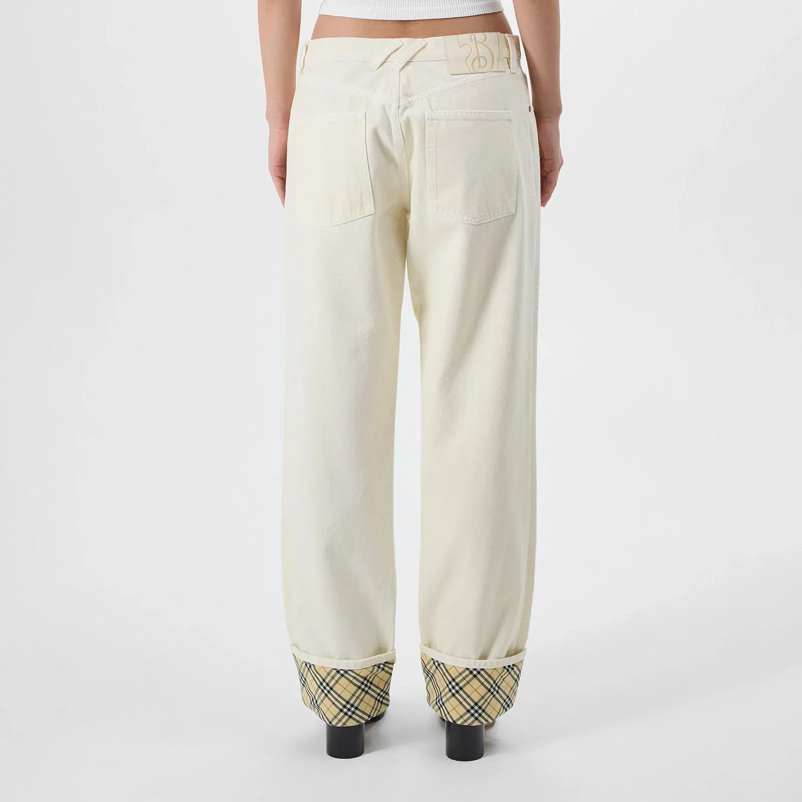 Check Straight Leg Jeans