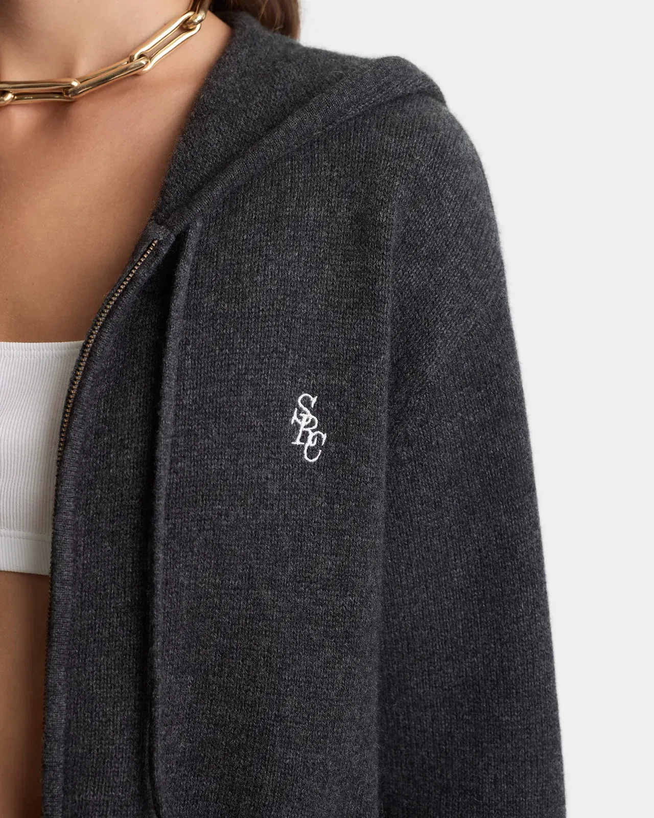 SRC Cashmere Zip Hoodie - Dark Grey