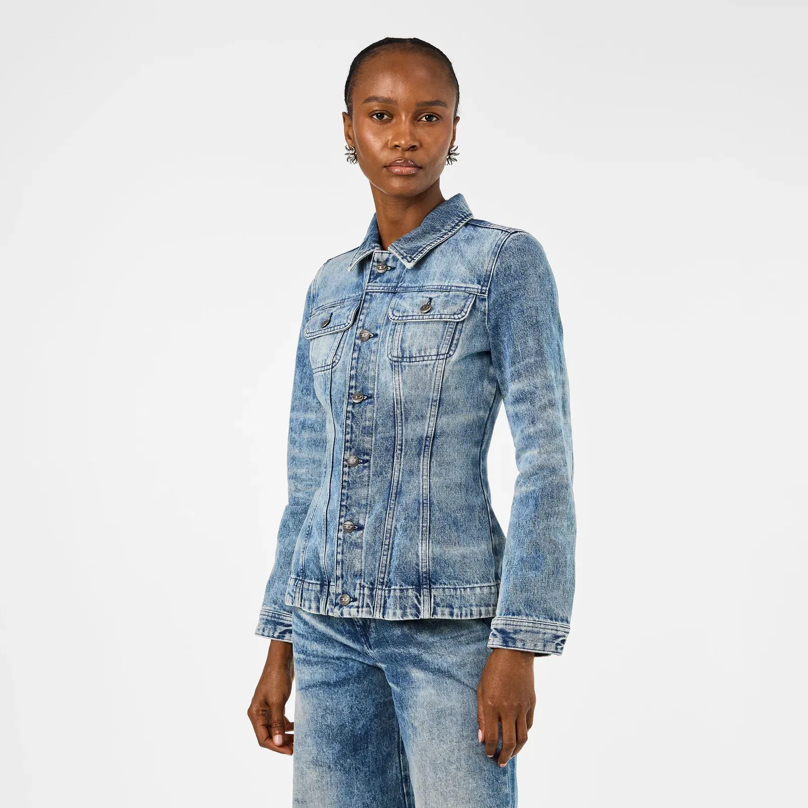De-Katerinfsh Washed Long Sleeve Button Denim Jacket