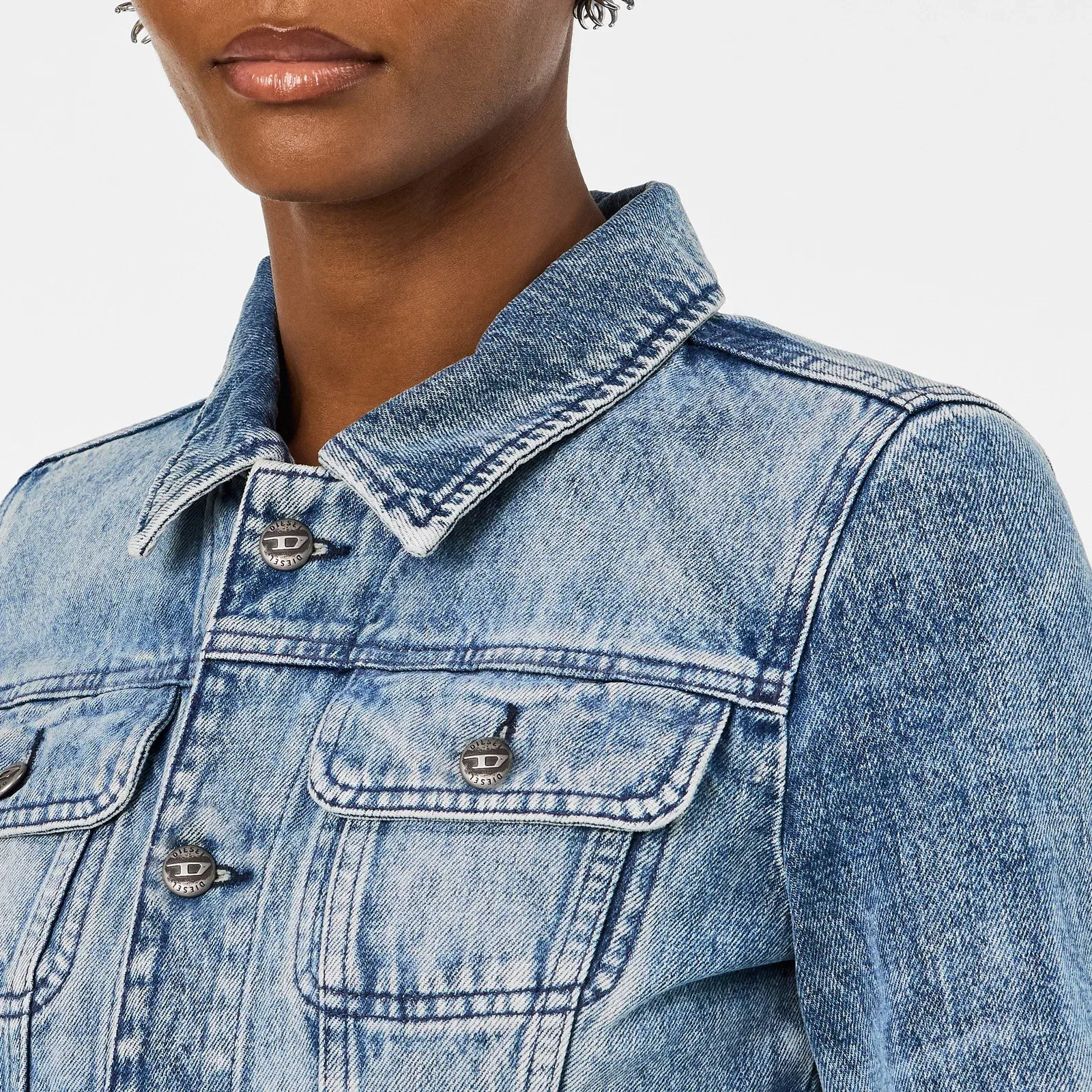 De-Katerinfsh Washed Long Sleeve Button Denim Jacket