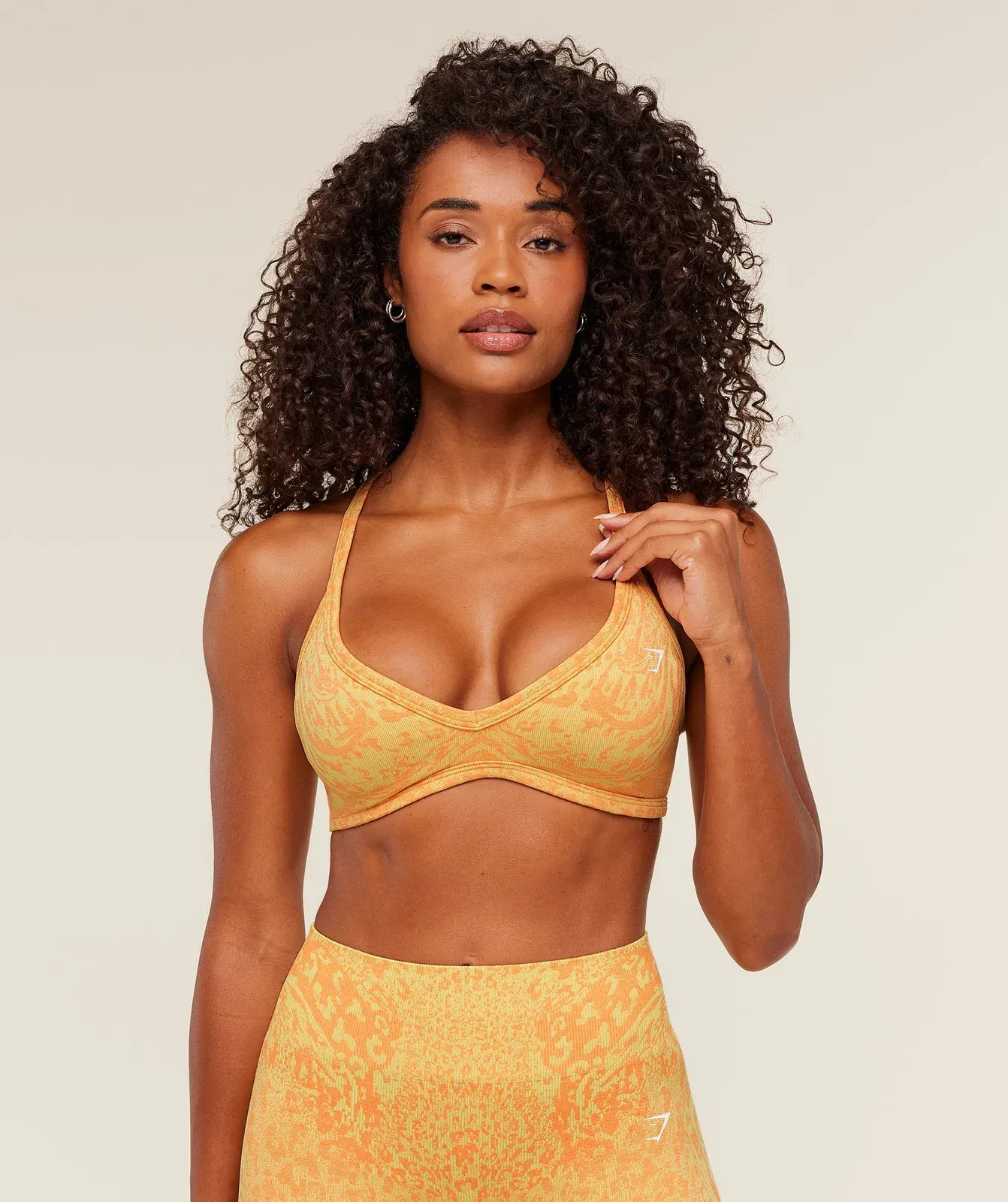 Gymshark Adapt Animal X Whitney Sports Bra - Sorbet Yellow /  Dayglow Peach
