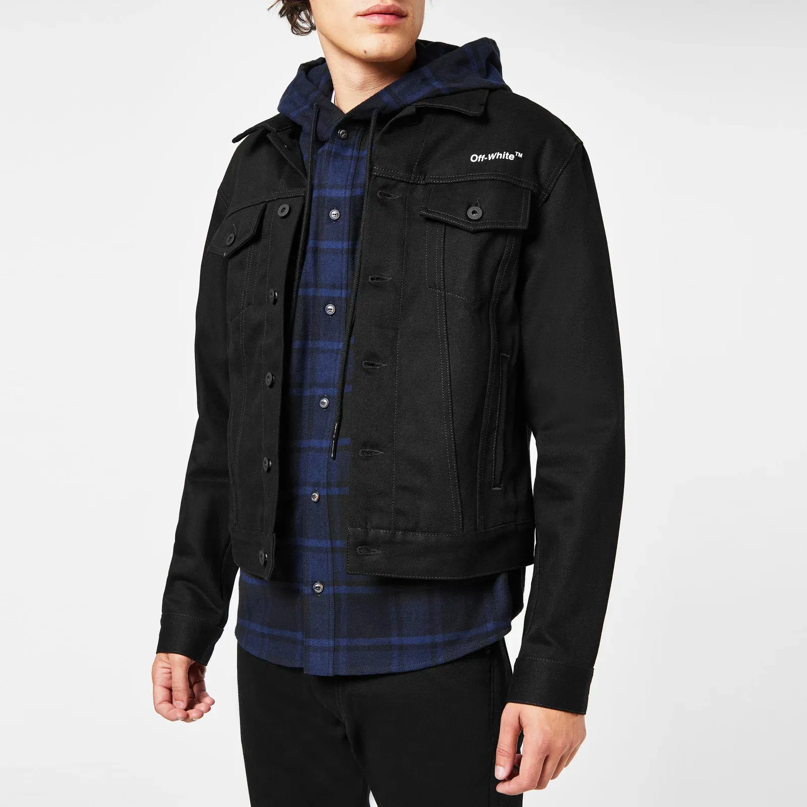 Tab Cotton Long Sleeve Diagonal Print Denim Jacket