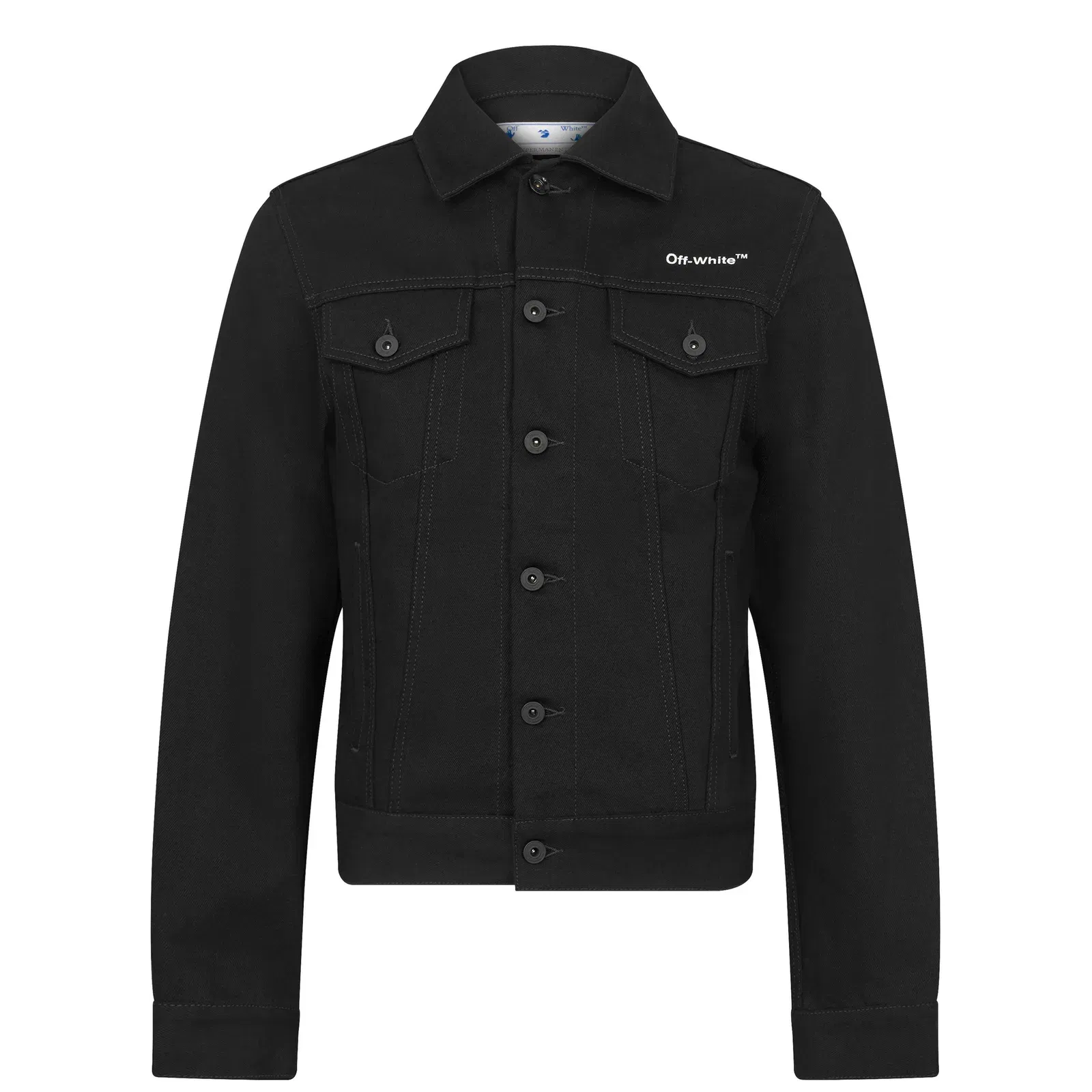 Tab Cotton Long Sleeve Diagonal Print Denim Jacket