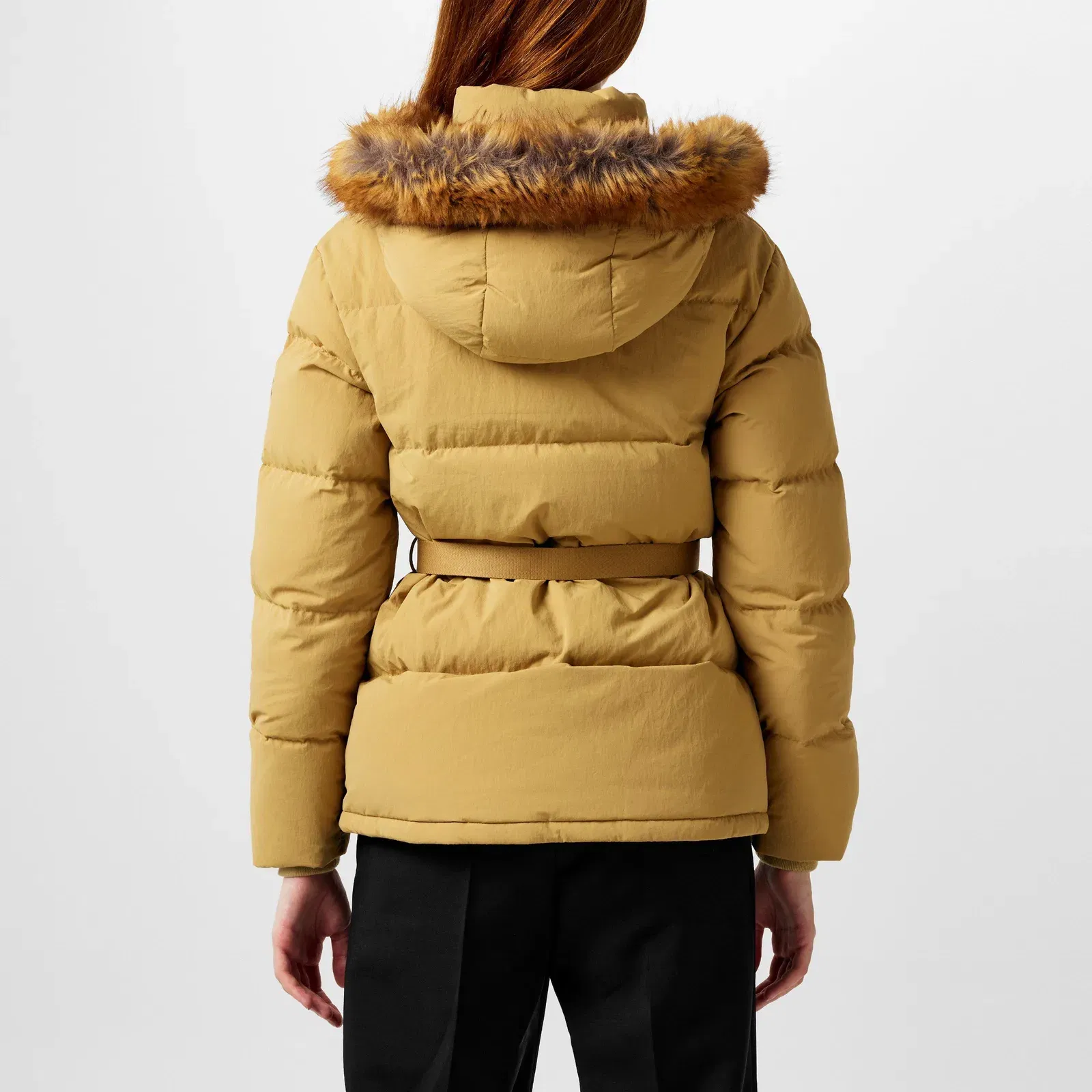 Water-Repellent Detachable Hood Faux-Fur Trim Short Puffer Jacket