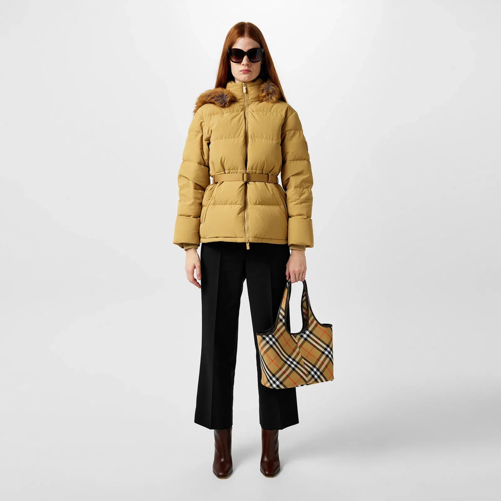 Water-Repellent Detachable Hood Faux-Fur Trim Short Puffer Jacket