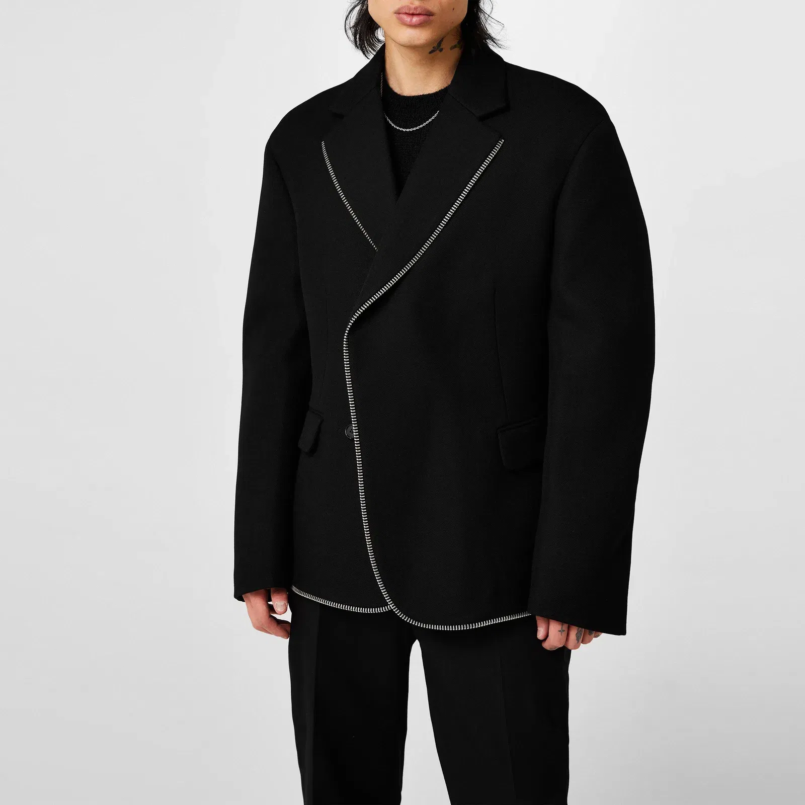 Japwool Double Breasted Wool Long Sleeve Blazer