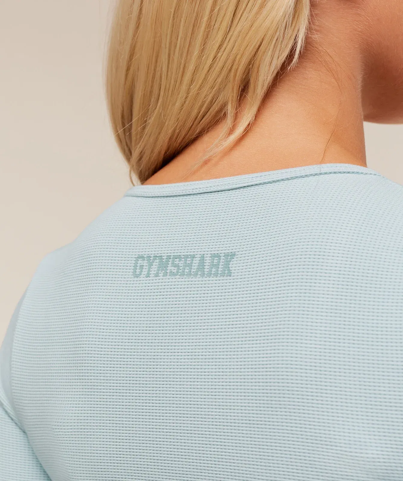 Gymshark Waffle Long Sleeve Top - Smoke Blue