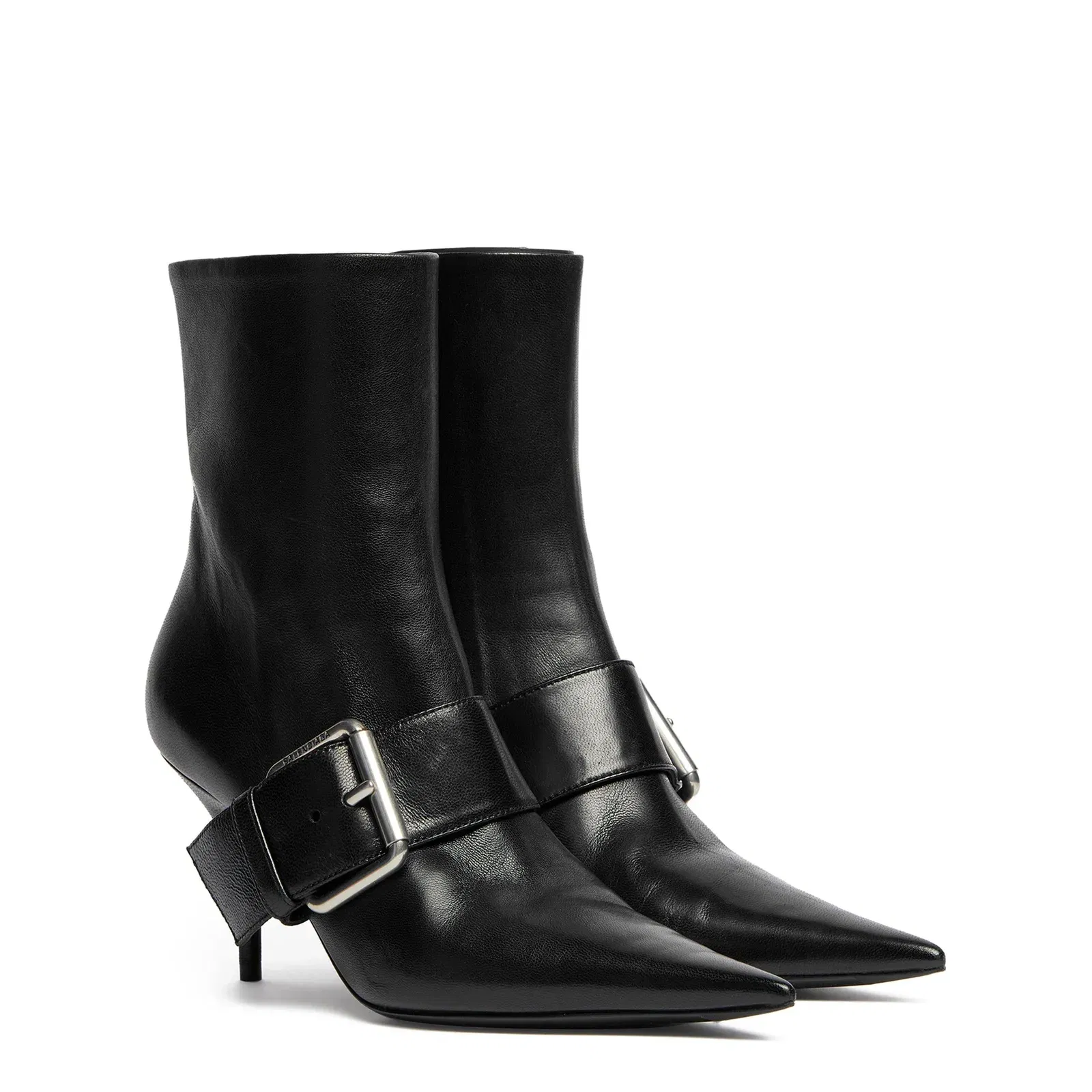 Knife Buckled Leather Ankle Boots