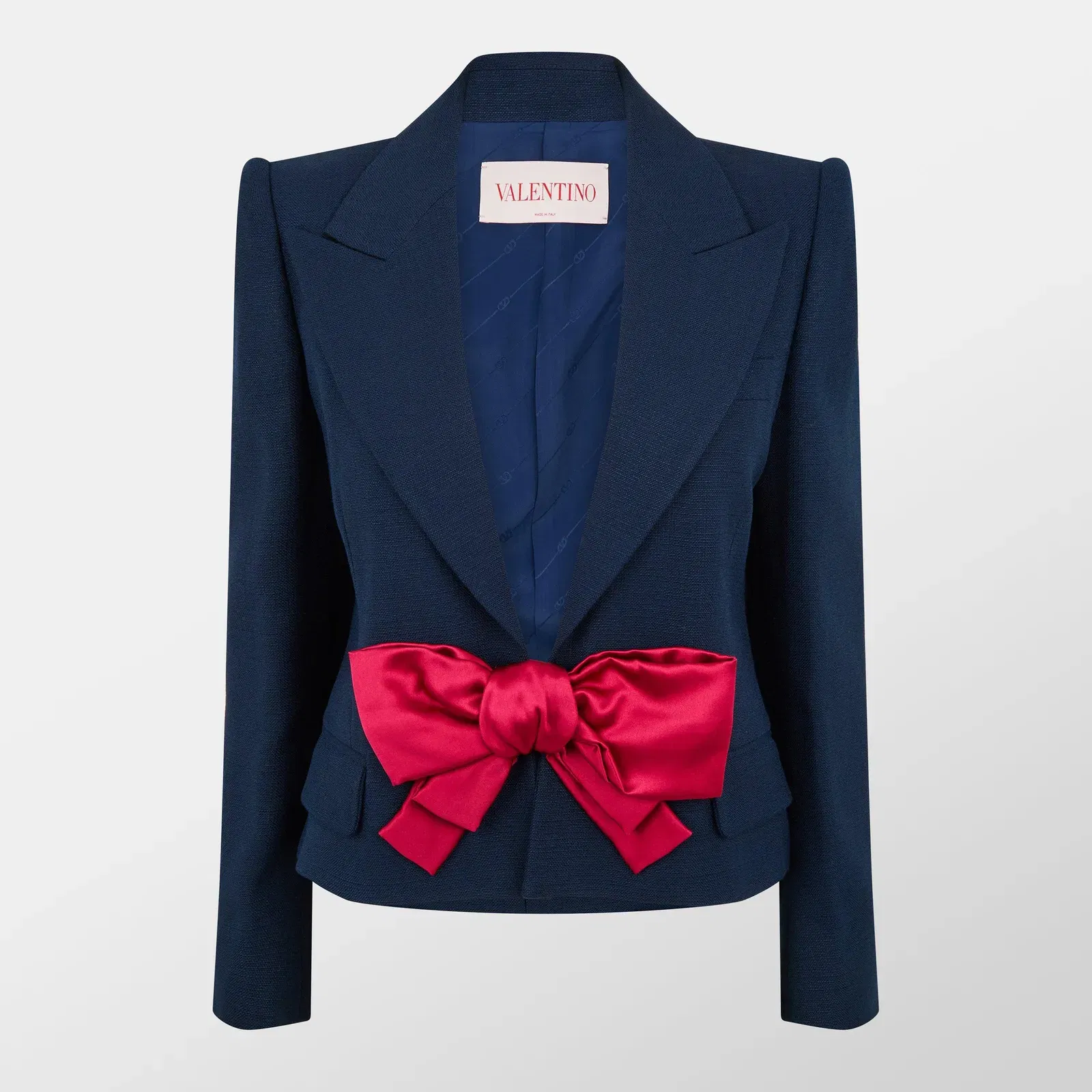 Bow Wool Long Sleeve Blazer