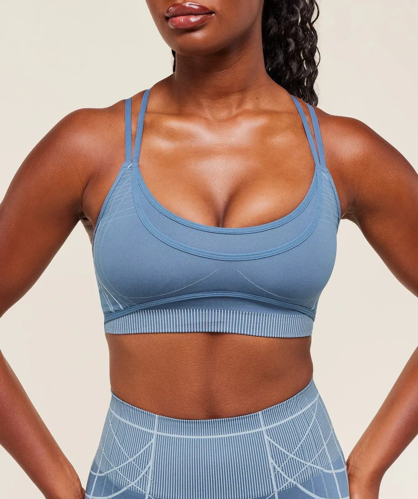 Gymshark Apex Seamless Strappy Sports Bra - Worn Blue/Gentle Blue