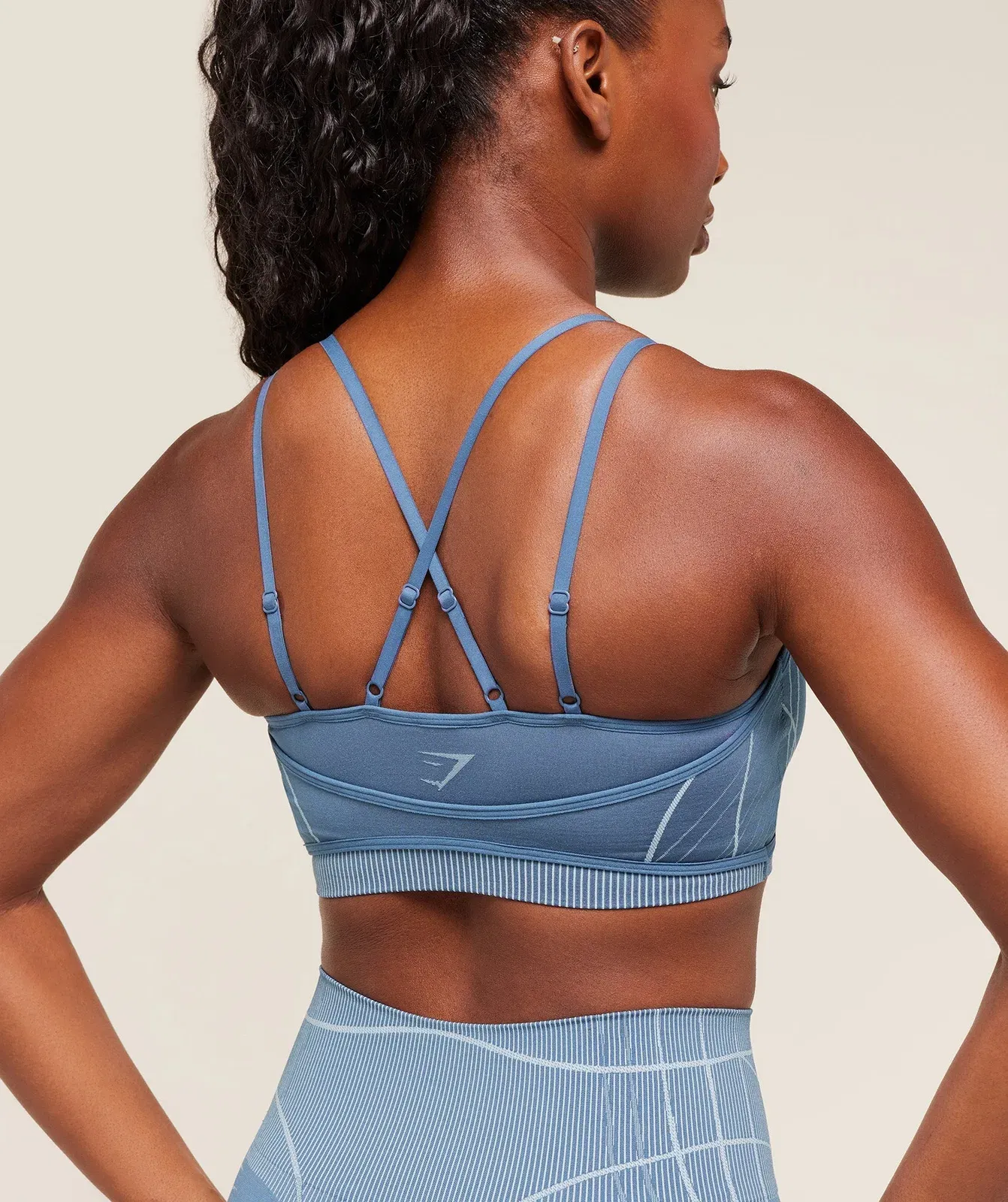 Gymshark Apex Seamless Strappy Sports Bra - Worn Blue/Gentle Blue