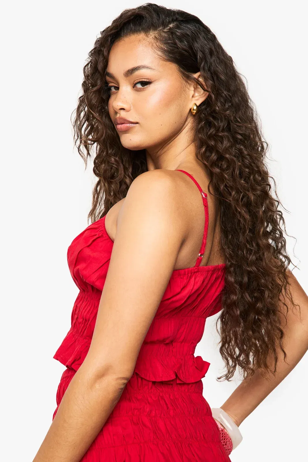 Shirred Cotton Poplin Cami Top