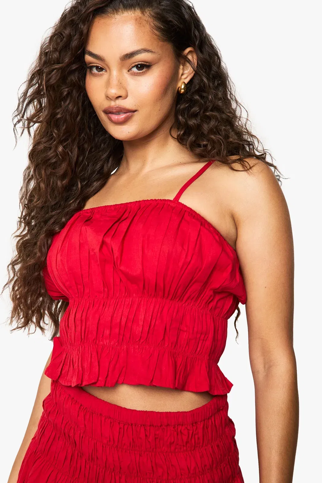 Shirred Cotton Poplin Cami Top