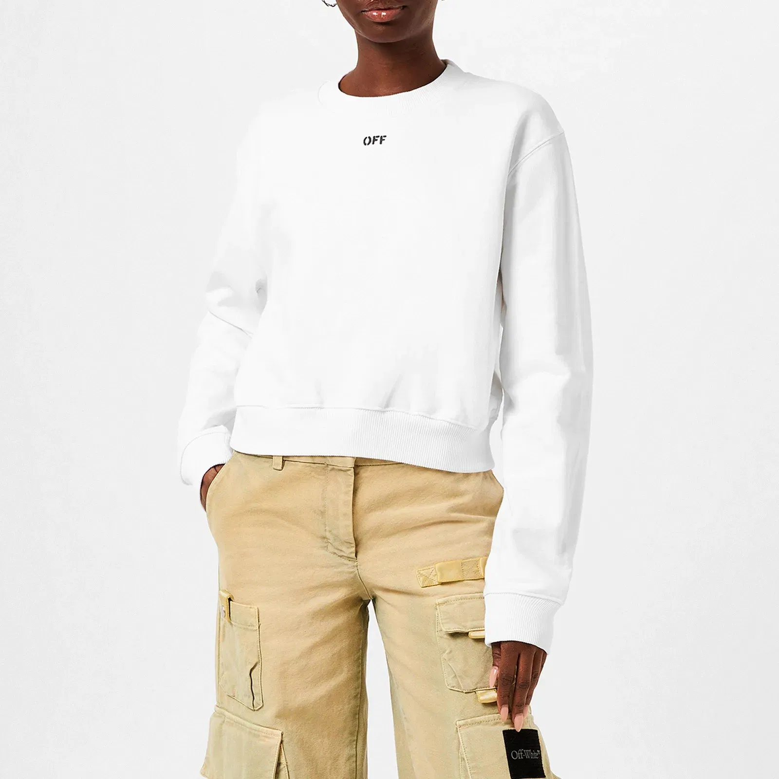 Stamp Cotton Long Sleeve Crew Sweatshirt